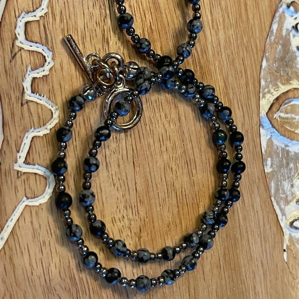 Beaded Necklace or bracelet dark beads